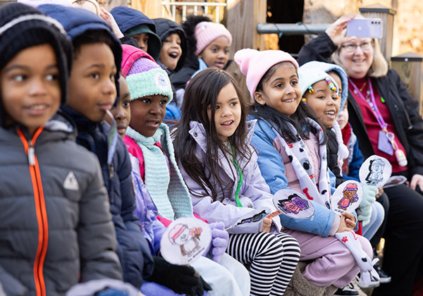 Deer Park students waiting to see if the groundhog sees his shadow